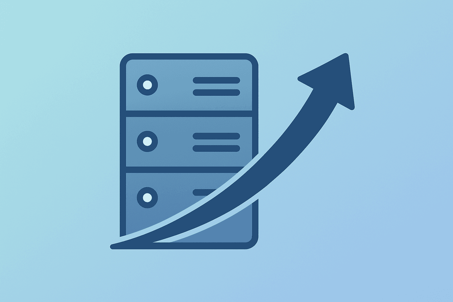 Flat filled vector of a server module surging forward to symbolize Palantir earnings and strong commercial AI growth.