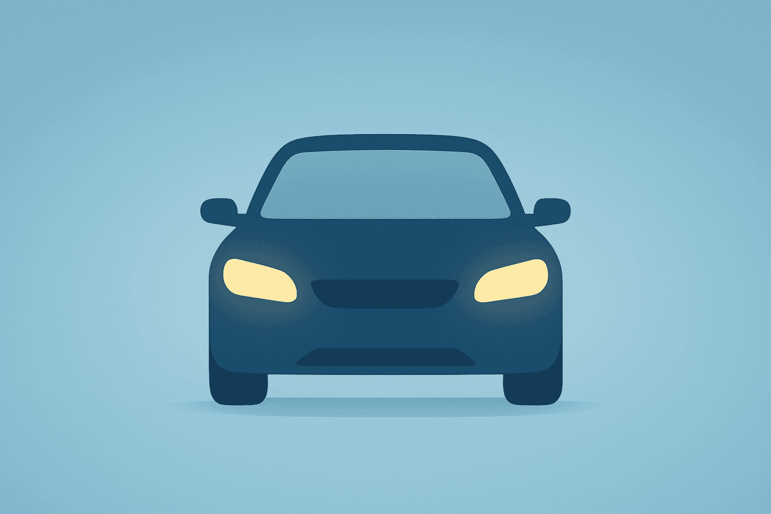 Flat vector cover of a lone car silhouette with dim headlights to symbolize Volvo Cars cuts jobs after China sales slump