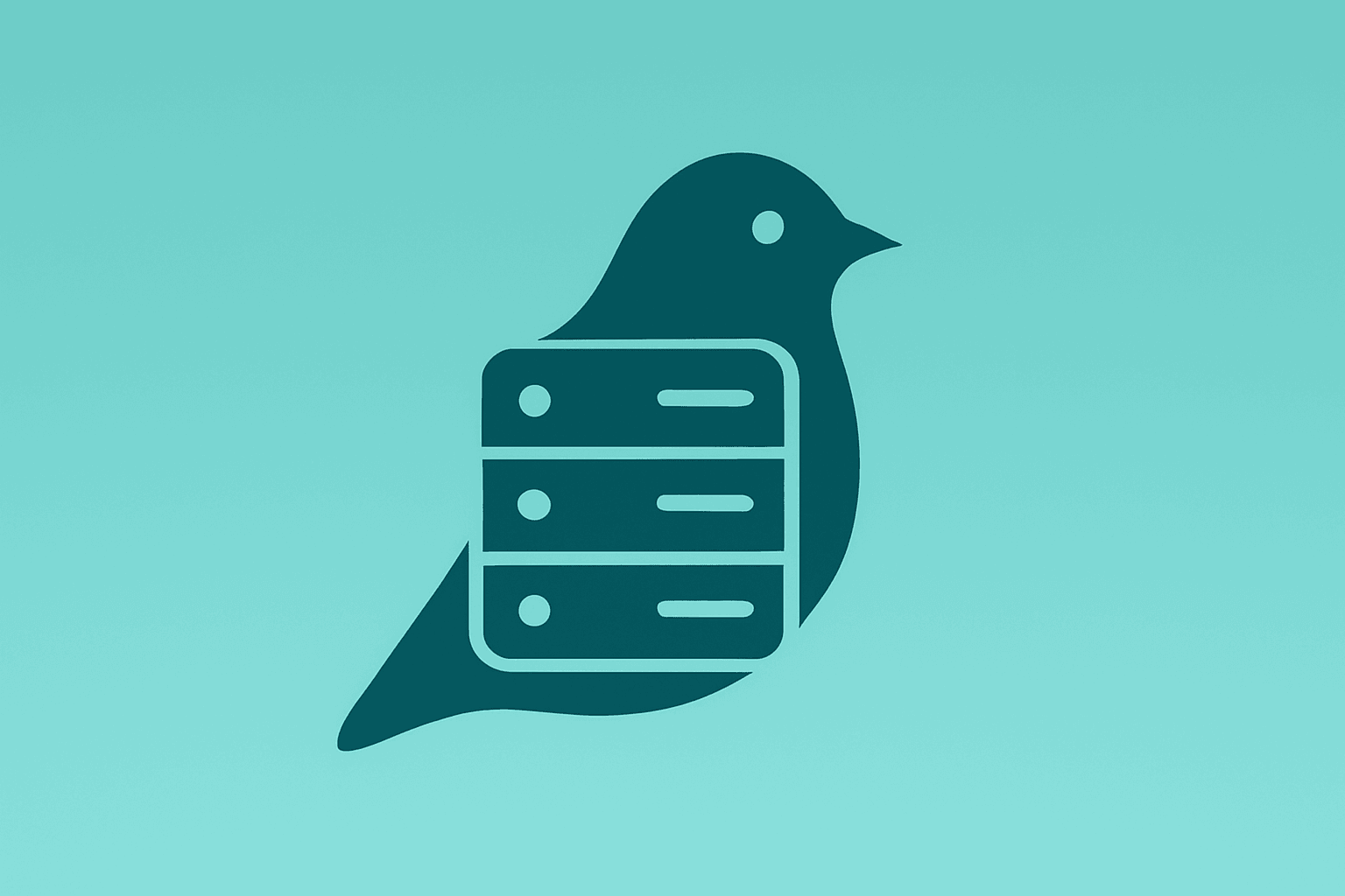 Flat filled vector of a server rack merged with a bird silhouette representing Allbirds rebrands as Smartbird and AI pivot