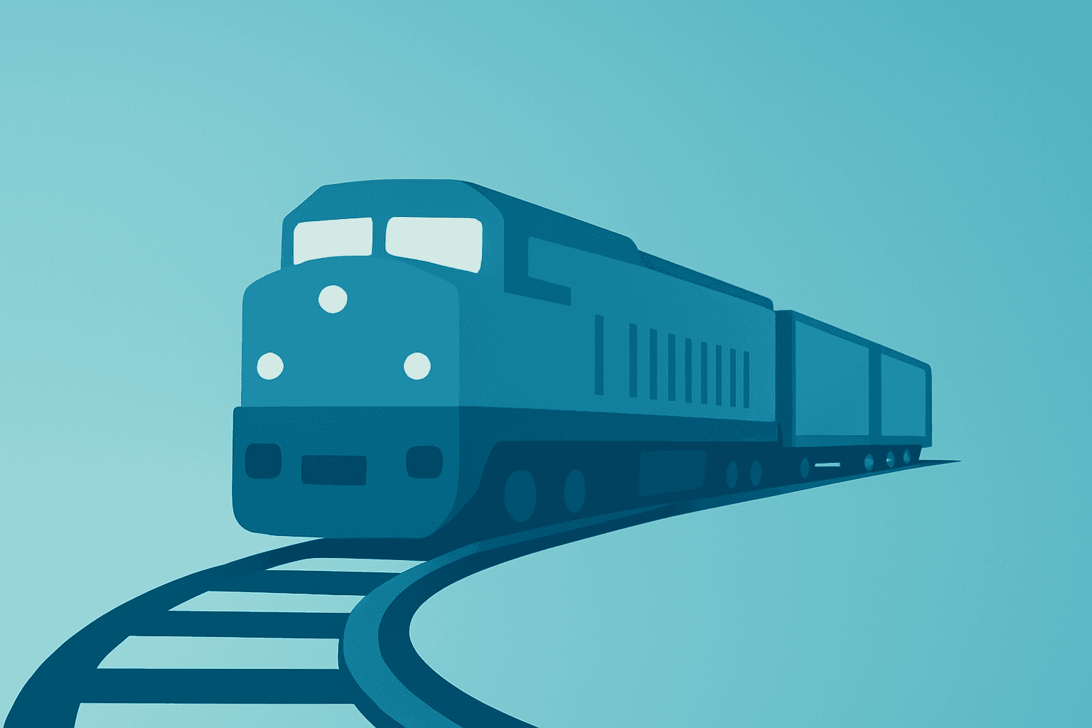 Flat vector freight locomotive and streamlined track illustrating CSX Q4 2025 earnings shift toward margins and cash flow.