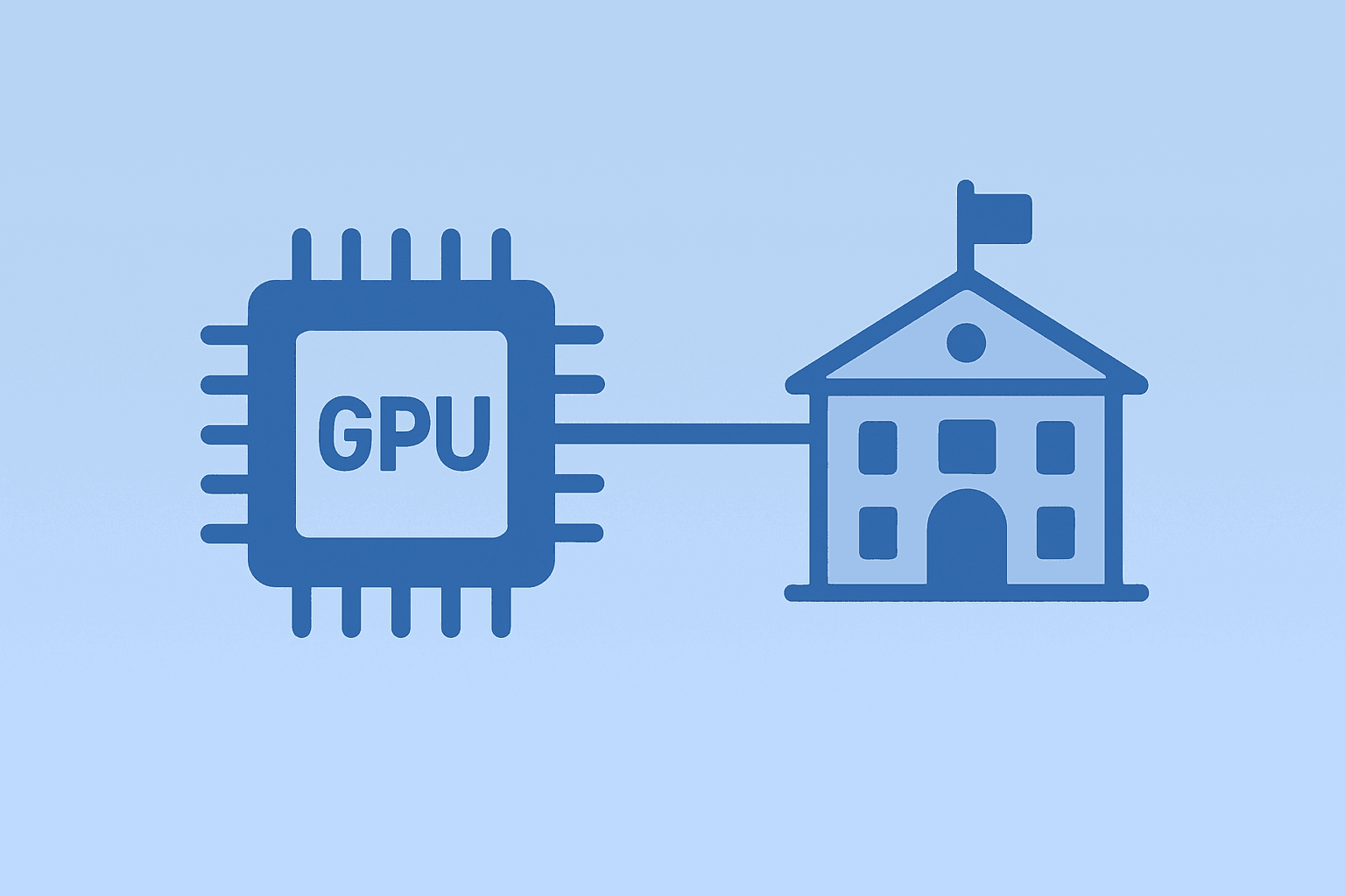 Flat vector server fused with a campus node symbolizing Nvidia Q2 earnings, AI financing and GPU supply constraints.
