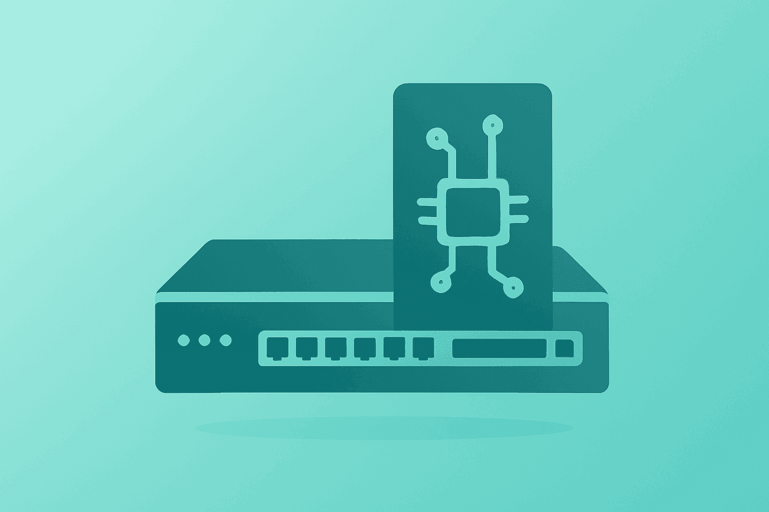 Flat vector of a server rack fusing with network nodes to symbolize HPE Q2 earnings and AI networking momentum.