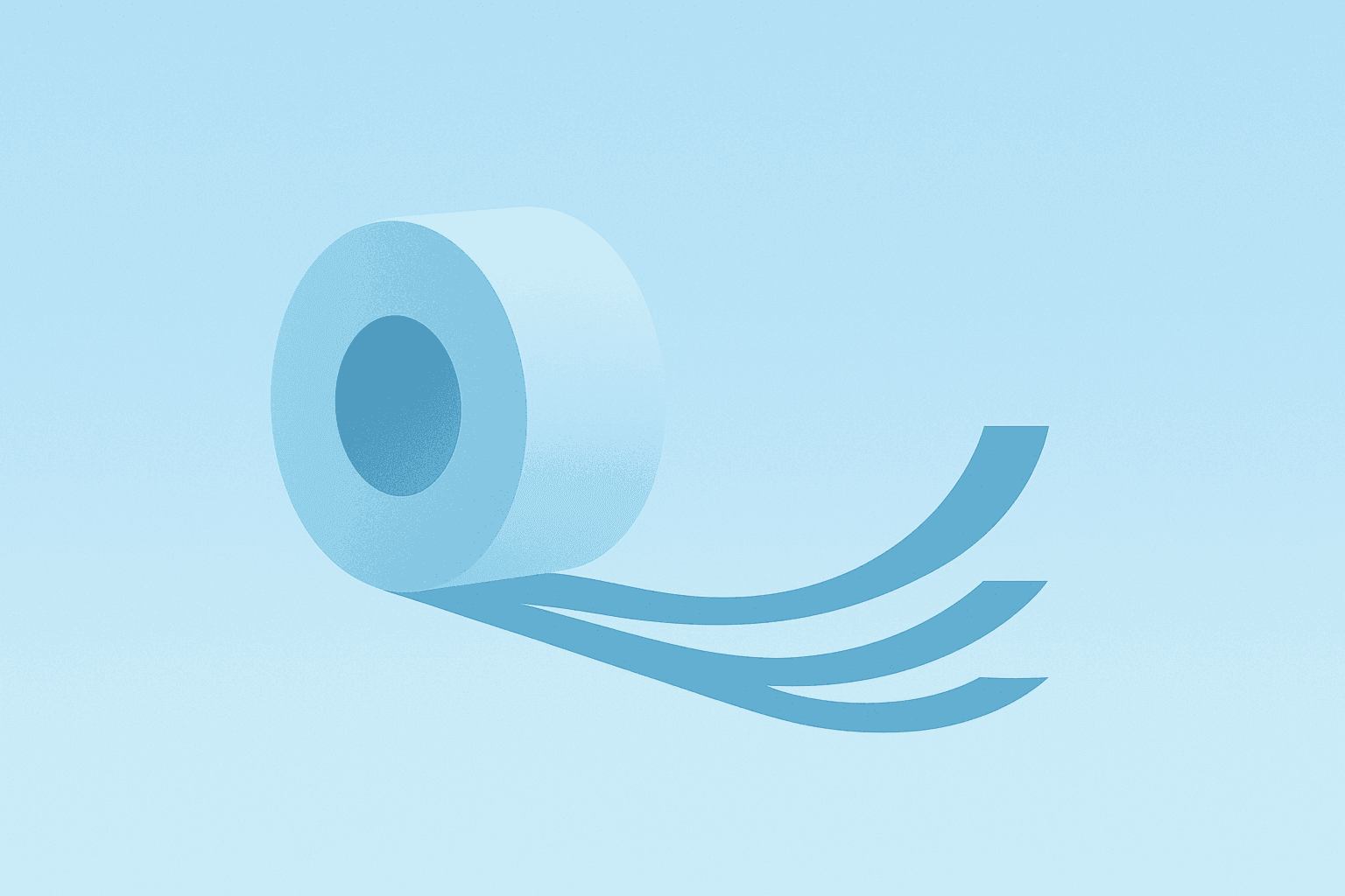 Centered flat-vector tape roll unfurling to symbolize 3M Raises 2026 Guidance, margin expansion and order momentum.