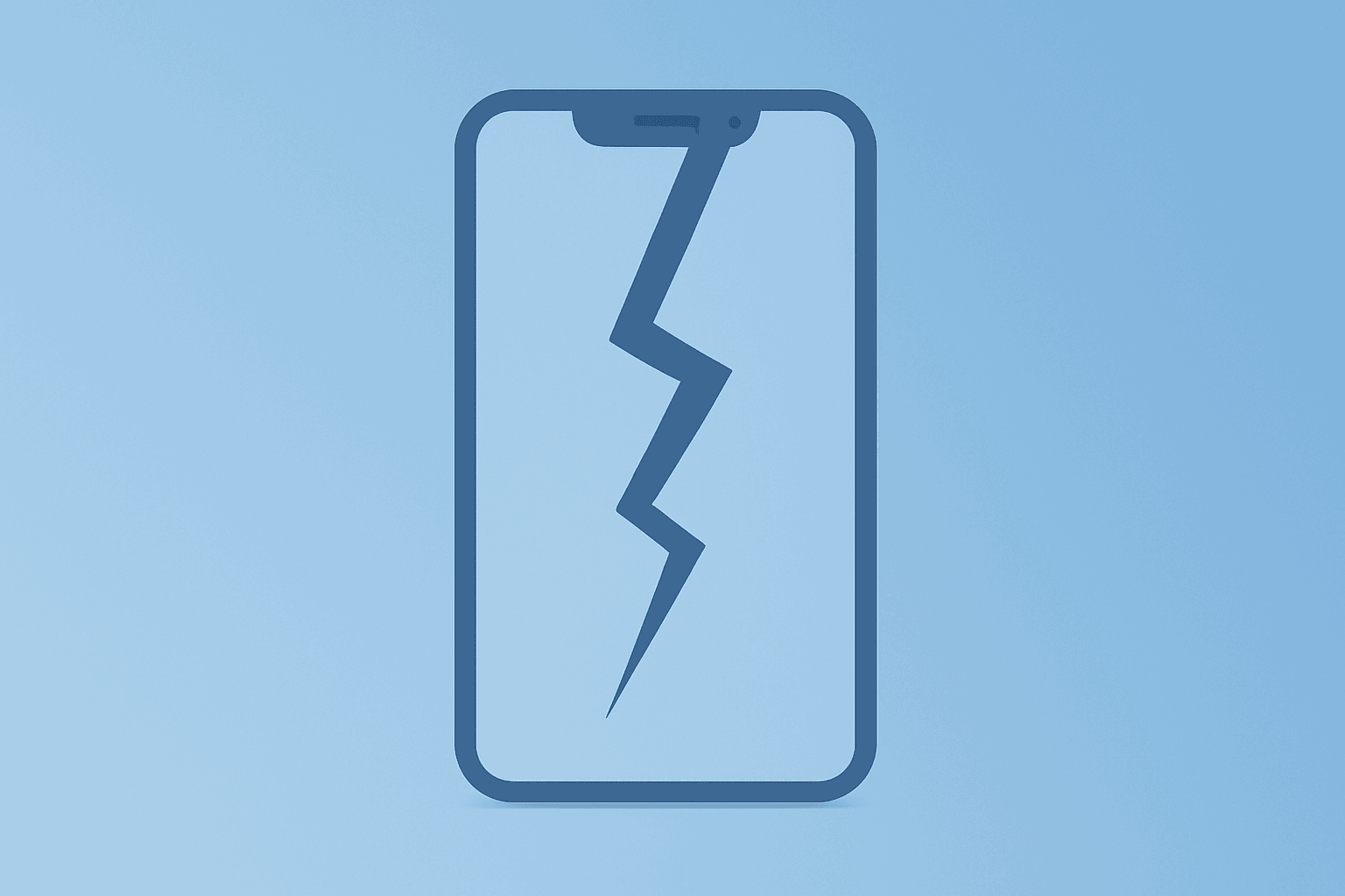Centered flat vector of a smartphone chassis with a fractured seam symbolizing Apple sues OpenAI over hardware trade secrets.