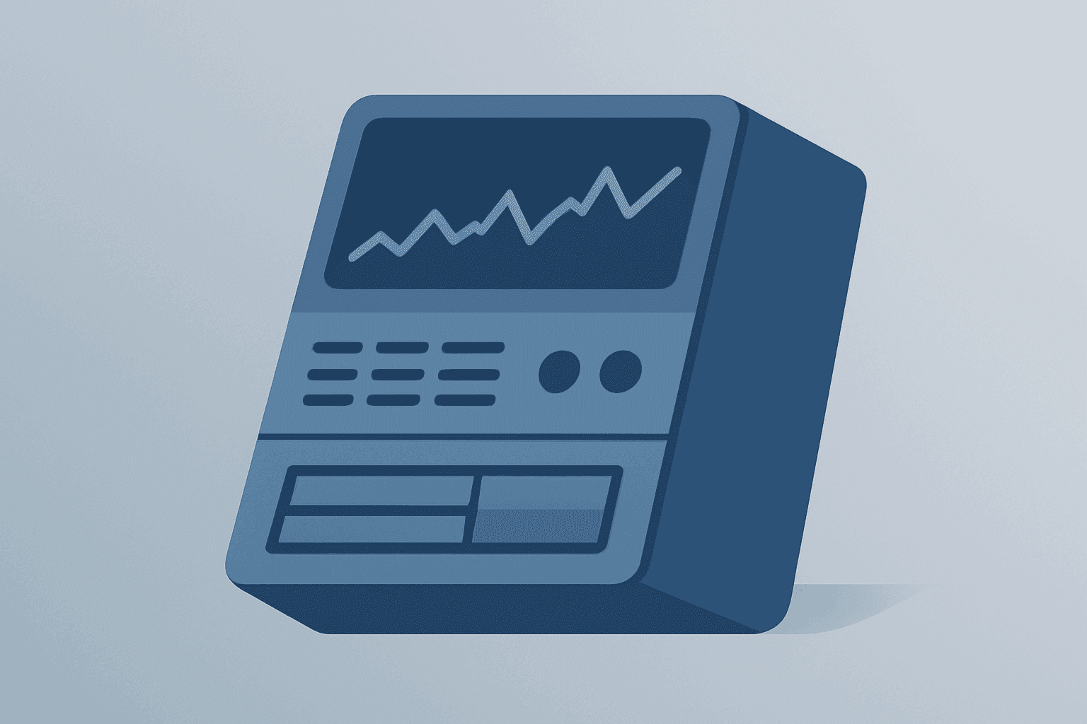 Flat vector editorial illustration of a trading server split to symbolize Robinhood layoffs and restructuring.