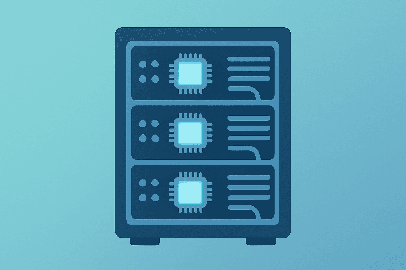 Flat vector server stack with a dimming rack symbolizing Microsoft earnings tension between Azure momentum and capex ramp.