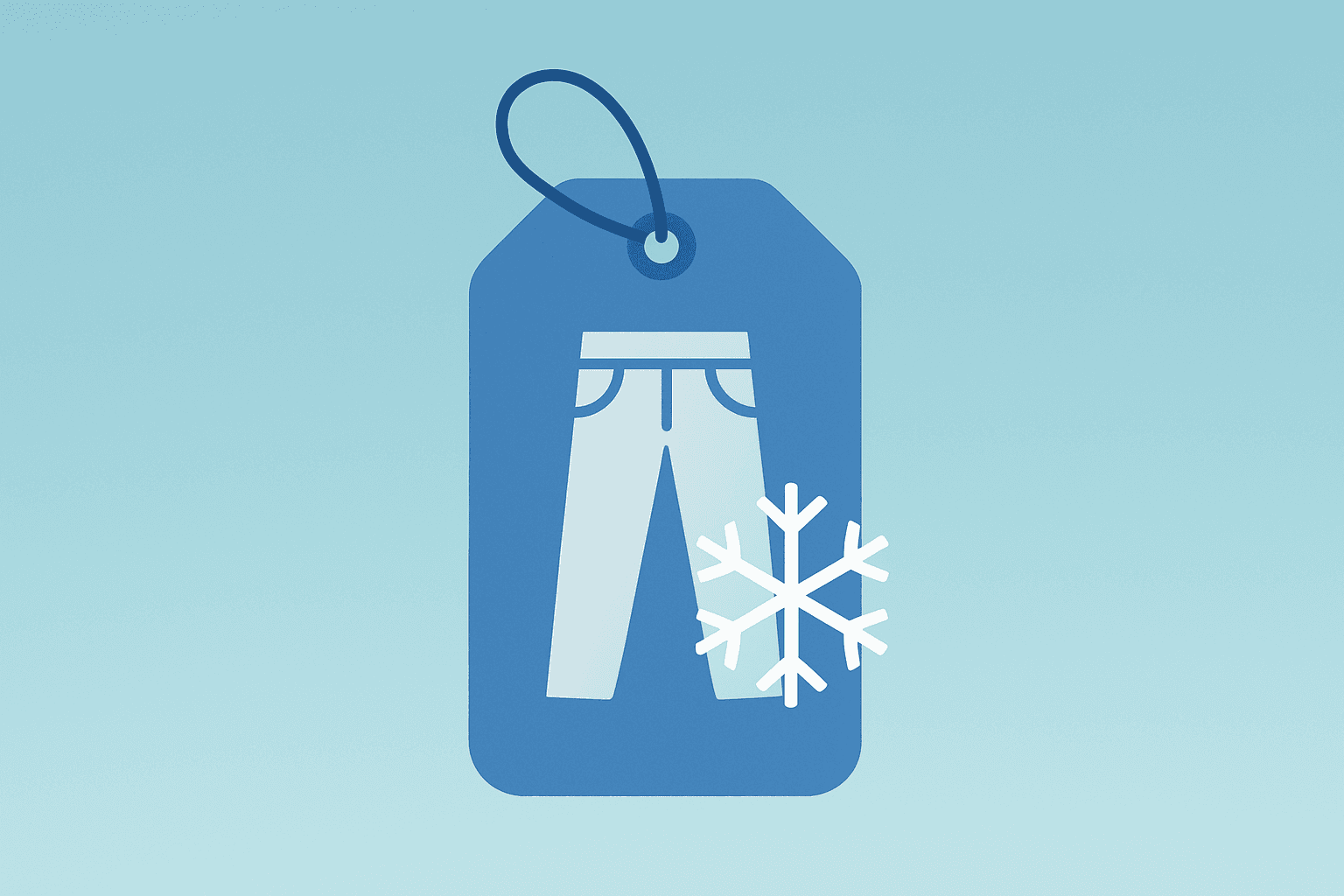 Flat filled vector of a retail denim tag swelling with holiday demand illustrating American Eagle earnings momentum.