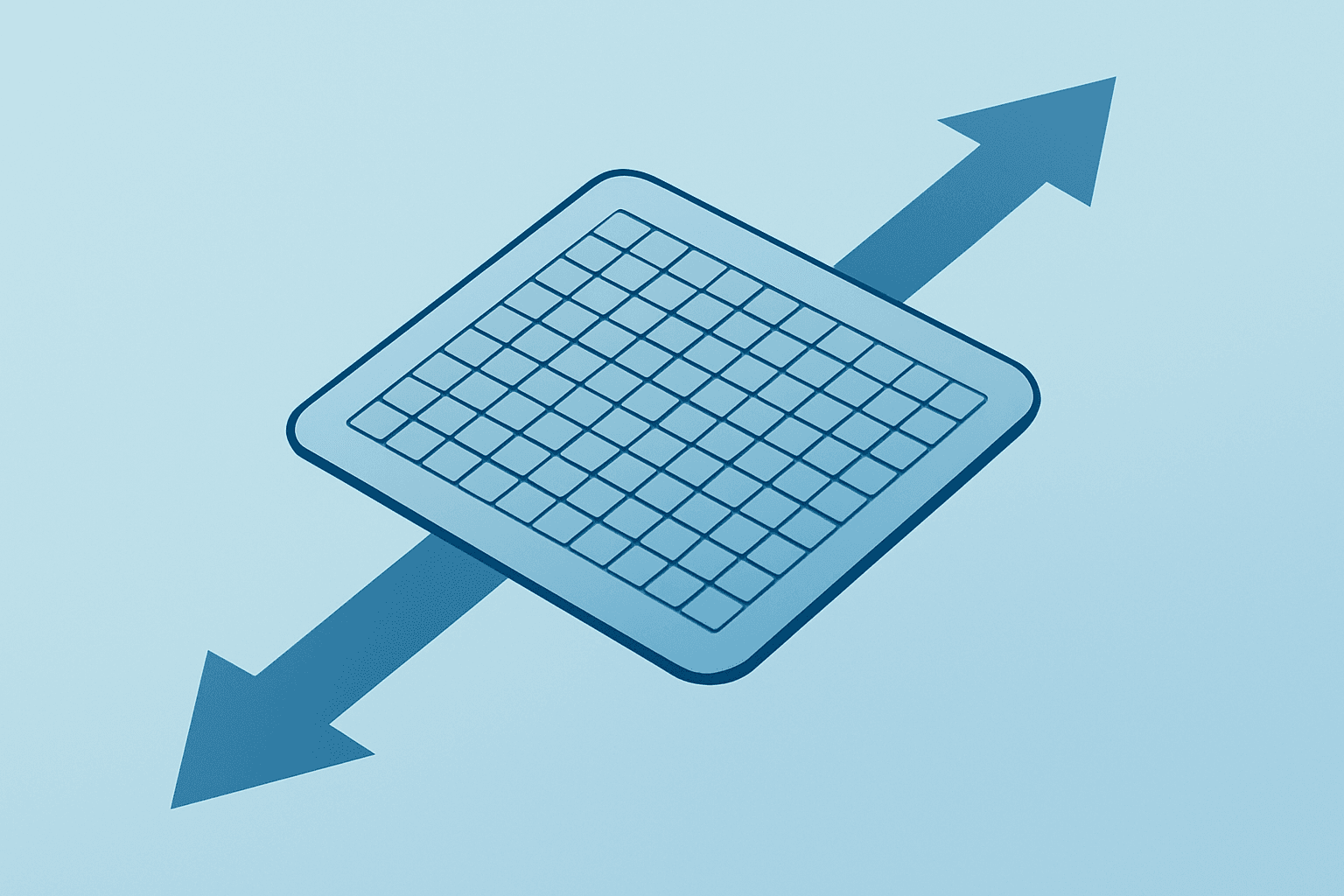Flat filled vector of a central wafer chip expanding forward to symbolize TSMC earnings, AI-server demand, and capex.