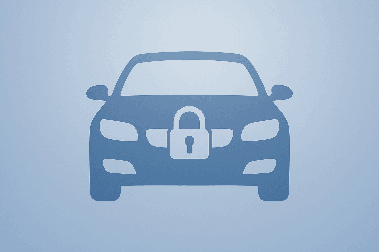Penske Automotive buyout centered flat-vector car silhouette with sealed cash-lock motif and subtle shadow lift.