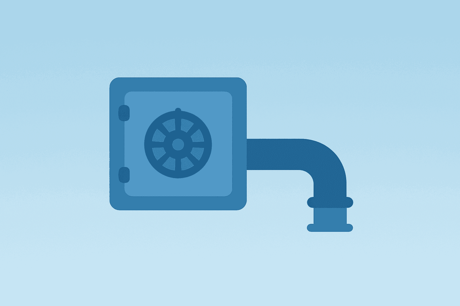 Flat vector of a bank vault fused with a server rack to symbolize the Chime Stride Bank acquisition and guidance.