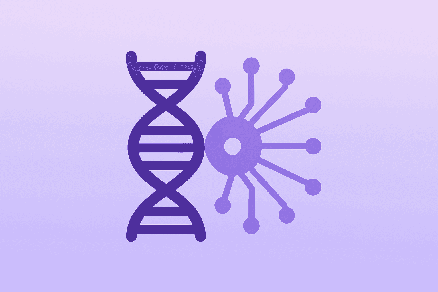 Flat vector molecular helix merging with a neural lattice to symbolize the Novo Nordisk OpenAI partnership in drug discovery.