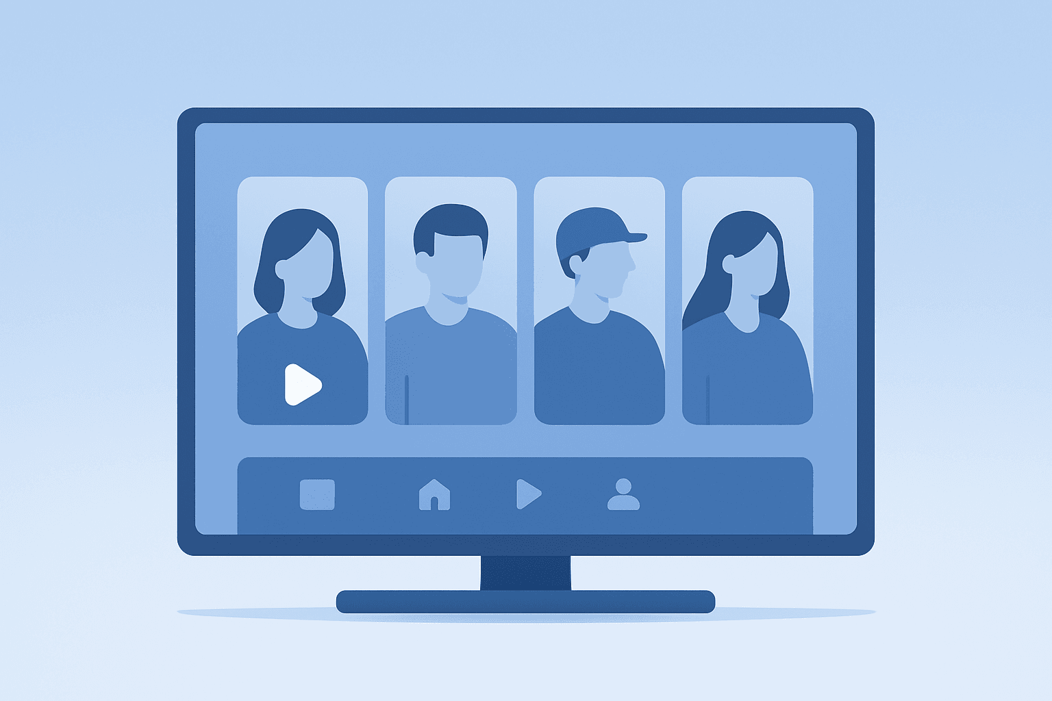 Flat vector of a smart TV showing vertical short-form videos to illustrate Instagram for TV bringing Reels into Fire TV living rooms.