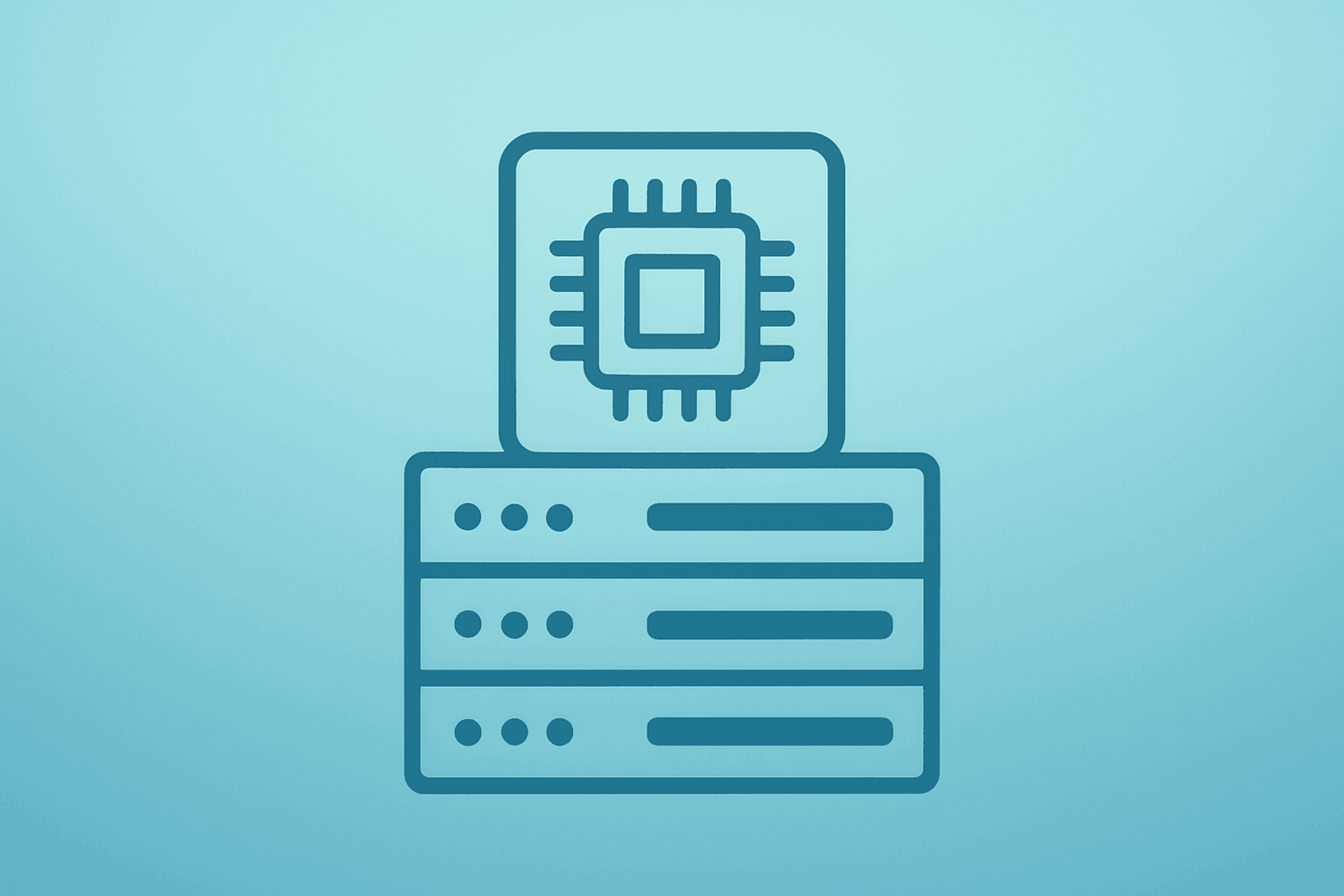 Flat vector server rack with a stylized OpenAI Jalapeño chip symbolizing a custom AI inference chip and datacenter scale.