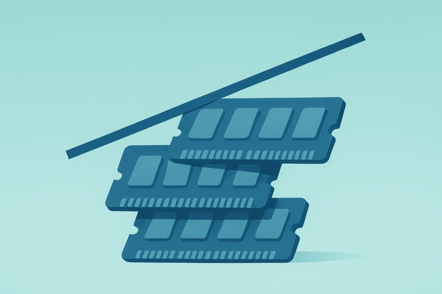 Flat filled vector of a server chip symbolizing Micron stock and tightening HBM supply with subtle shadow lift.