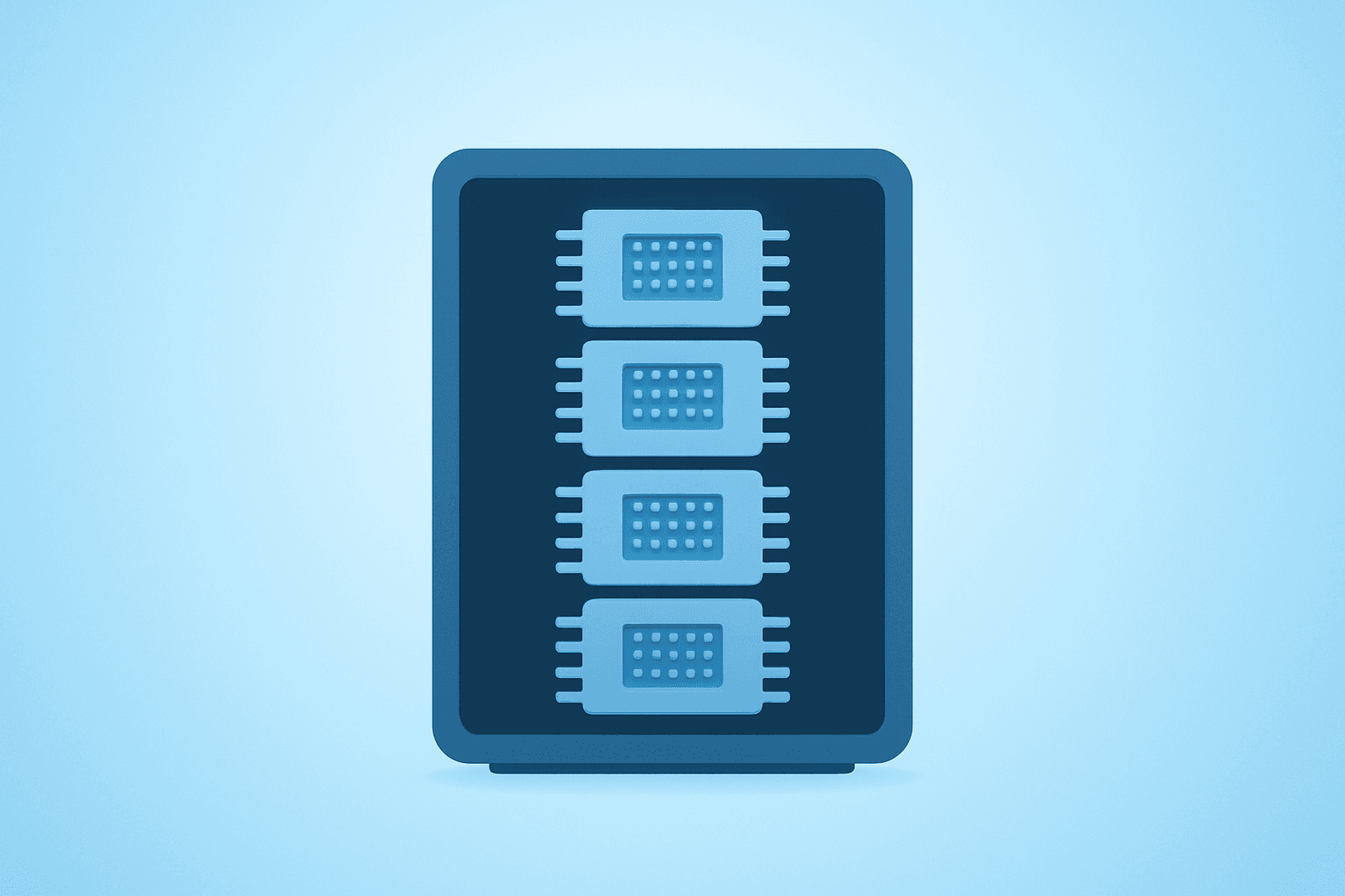 Flat-vector server rack with dimming lights symbolizing Amazon earnings capex surge and free-cash-flow pressure.