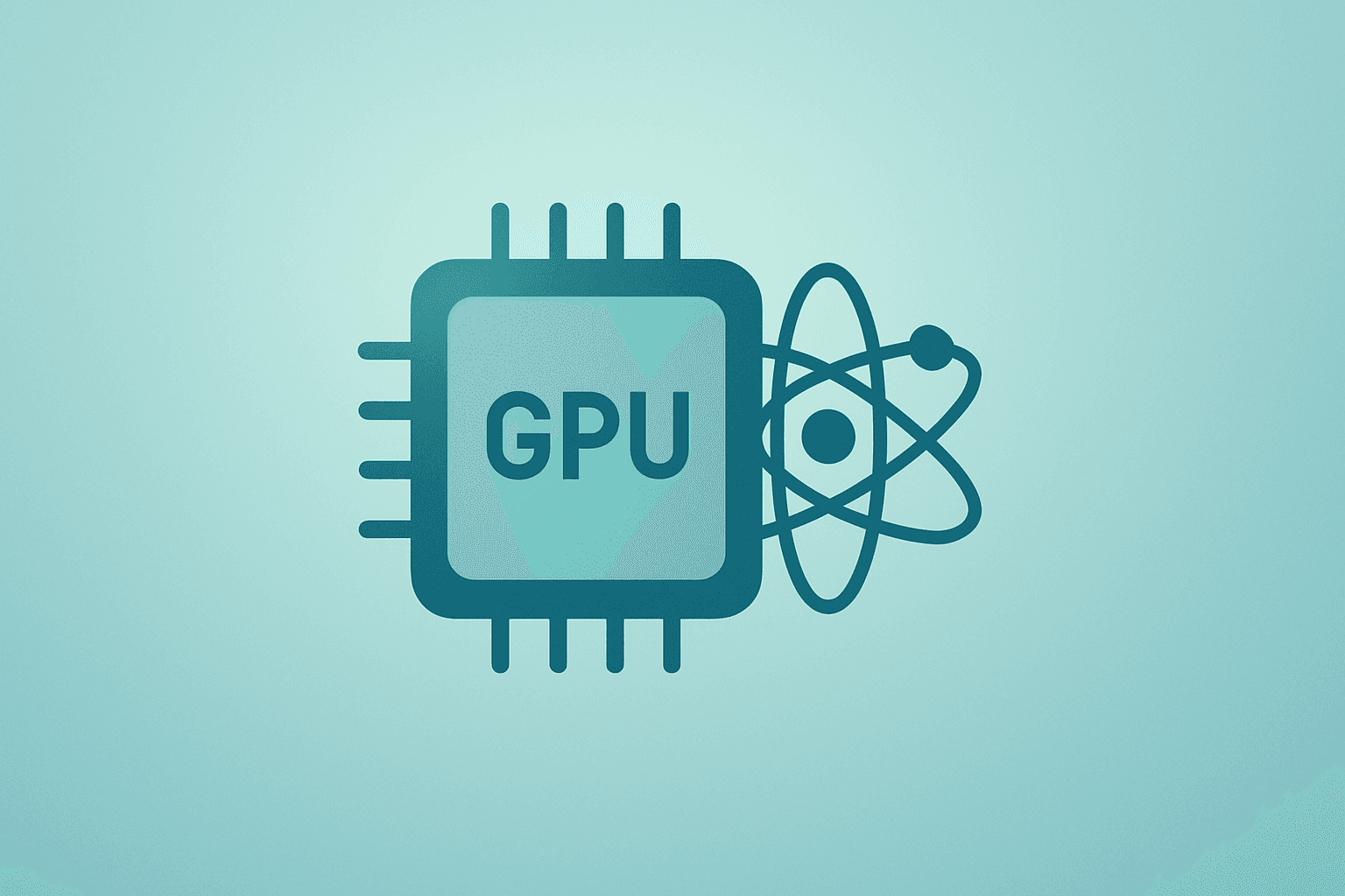 Centered flat-vector GPU chip merging with a quantum module to represent Nvidia AI leadership and data-center demand.