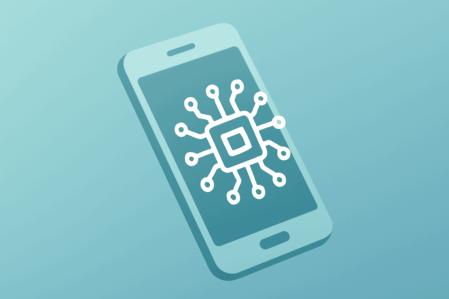 Flat filled vector of a smartphone fused with a neural module symbolizing Apple Intelligence China integrating Alibaba Qwen.