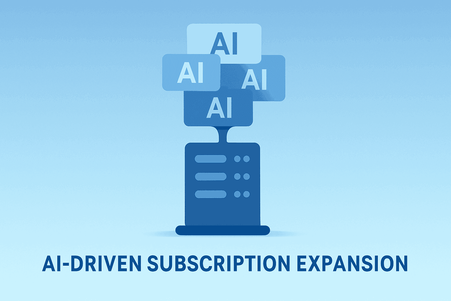 Flat vector of a server tower with layered AI modules representing ServiceNow earnings and Armis integration.