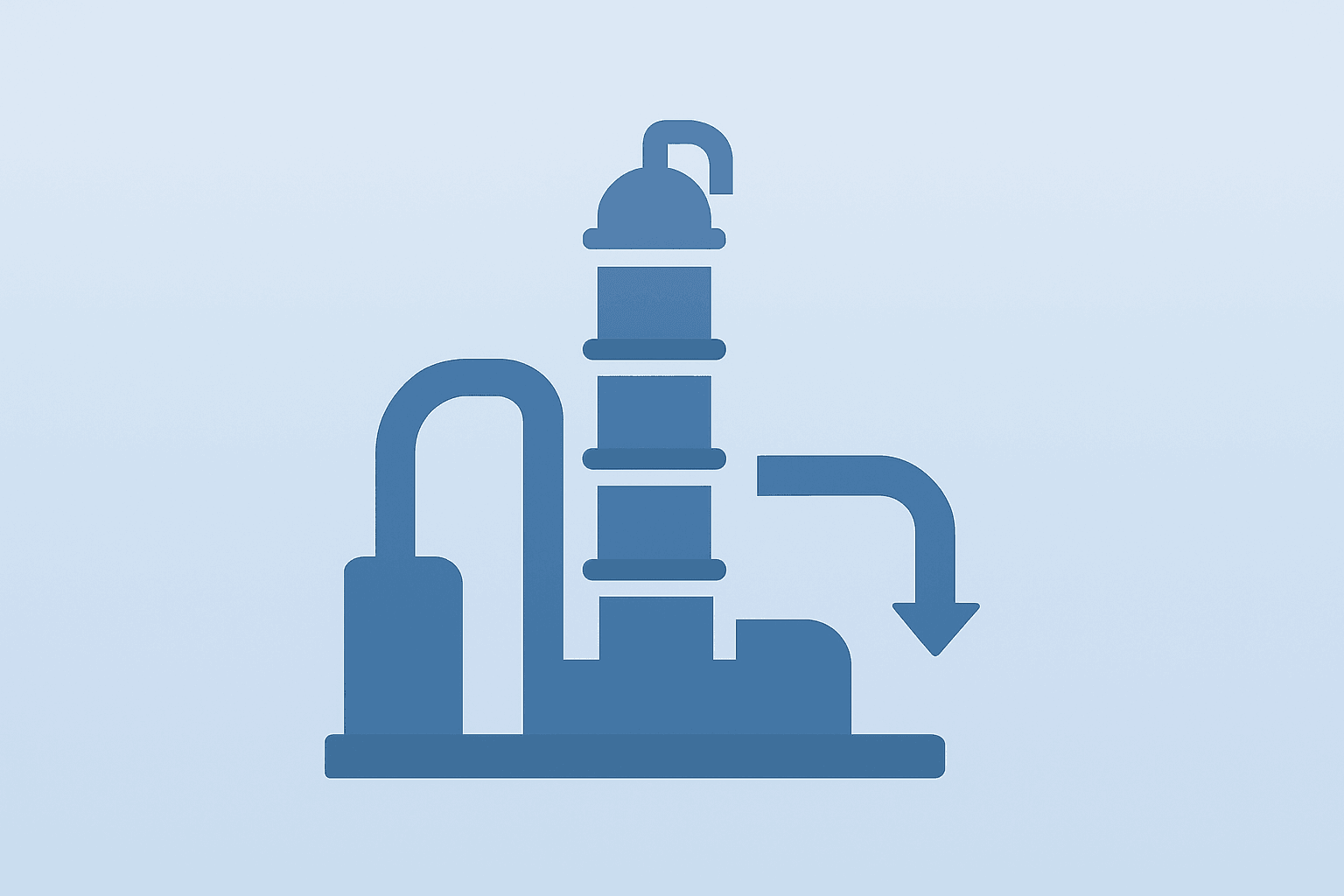 Flat filled vector of a refinery tower with a trading console, symbolizing Shell Q2 earnings and Middle East margins.