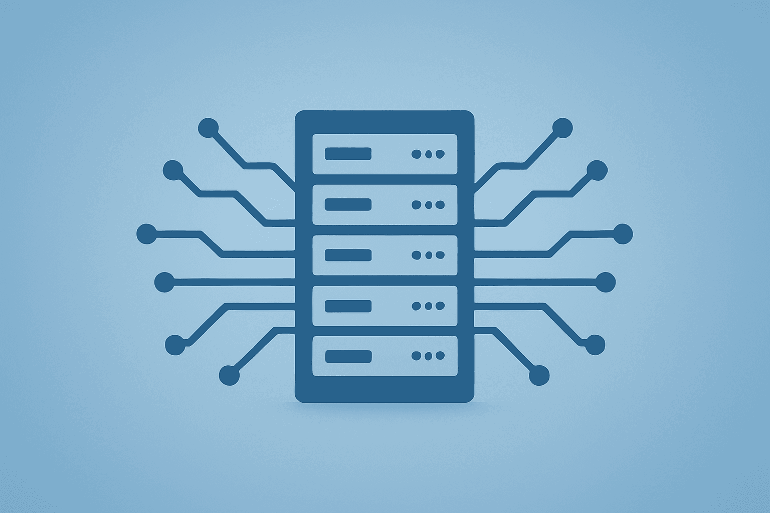 Flat filled vector of a server module expanding circuit pathways to symbolize SMCI earnings surge and AI demand