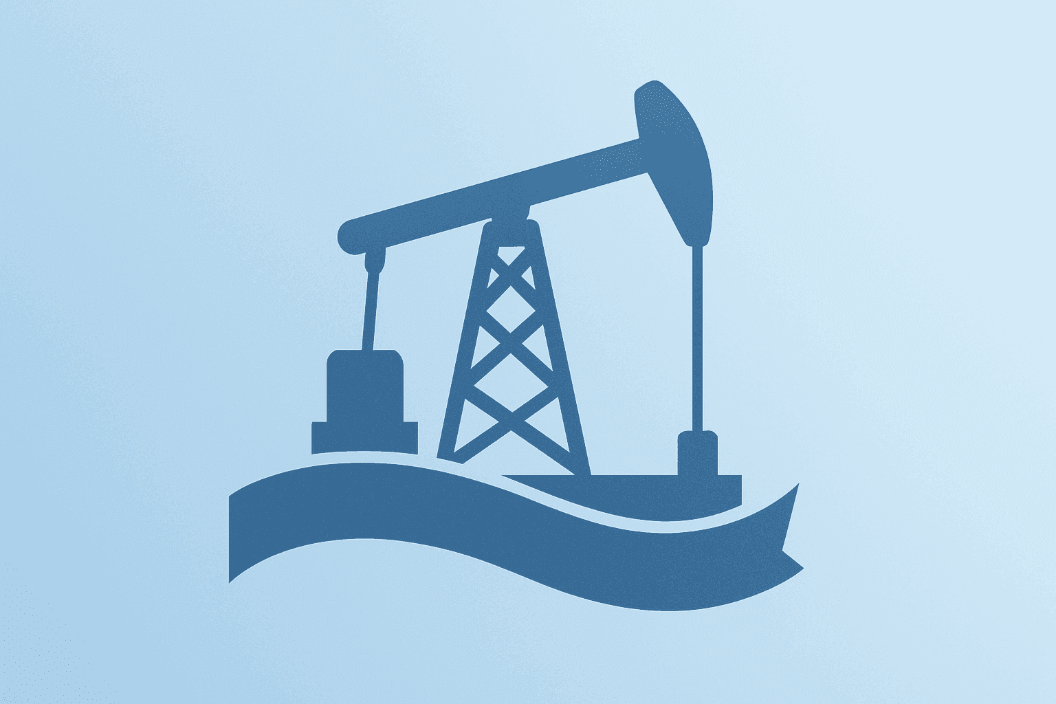 Flat vector of an oilfield rig fused with a margin ribbon, illustrating Halliburton earnings and cash returns.