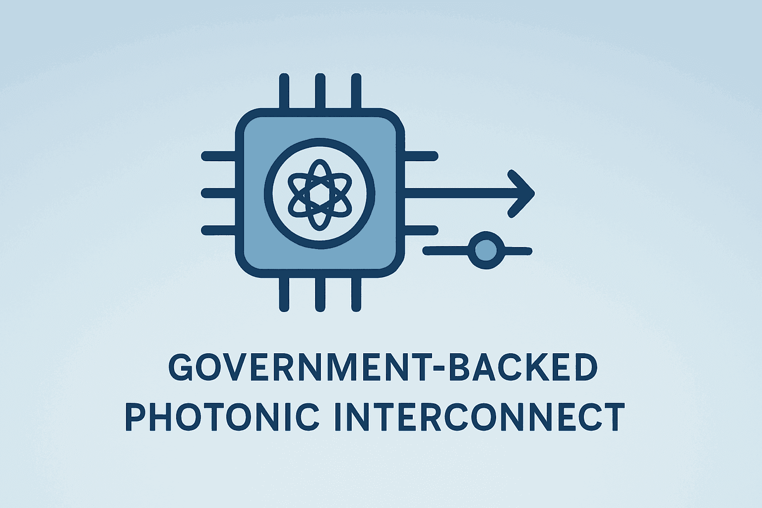Flat vector of a quantum processor link symbolizing IonQ stock's DARPA-backed photonic interconnect milestone and rally.