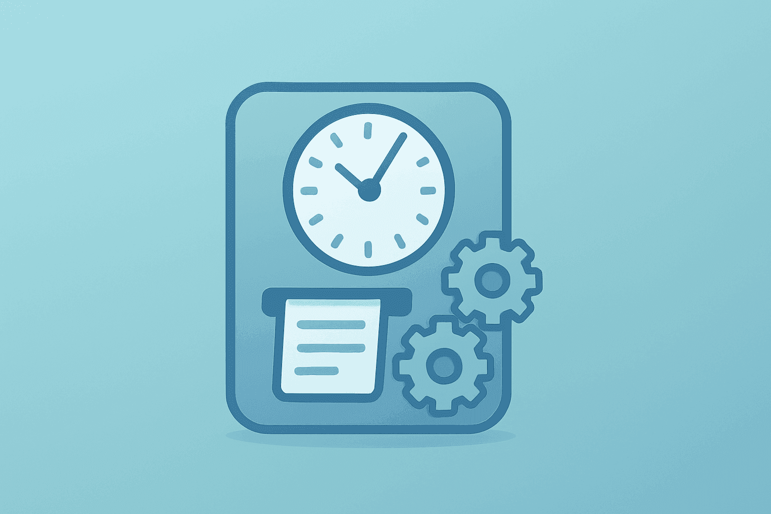Minimal flat-vector time clock with stalled gears symbolizing U.S. jobs report weakness and easing Fed hike odds