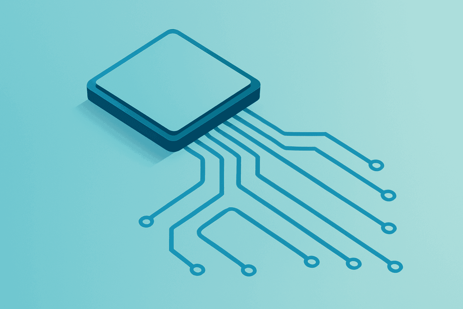 Flat vector wafer-scale AI chip symbolizing Cerebras stock rerating after analyst initiations, emerald-pearl gradient