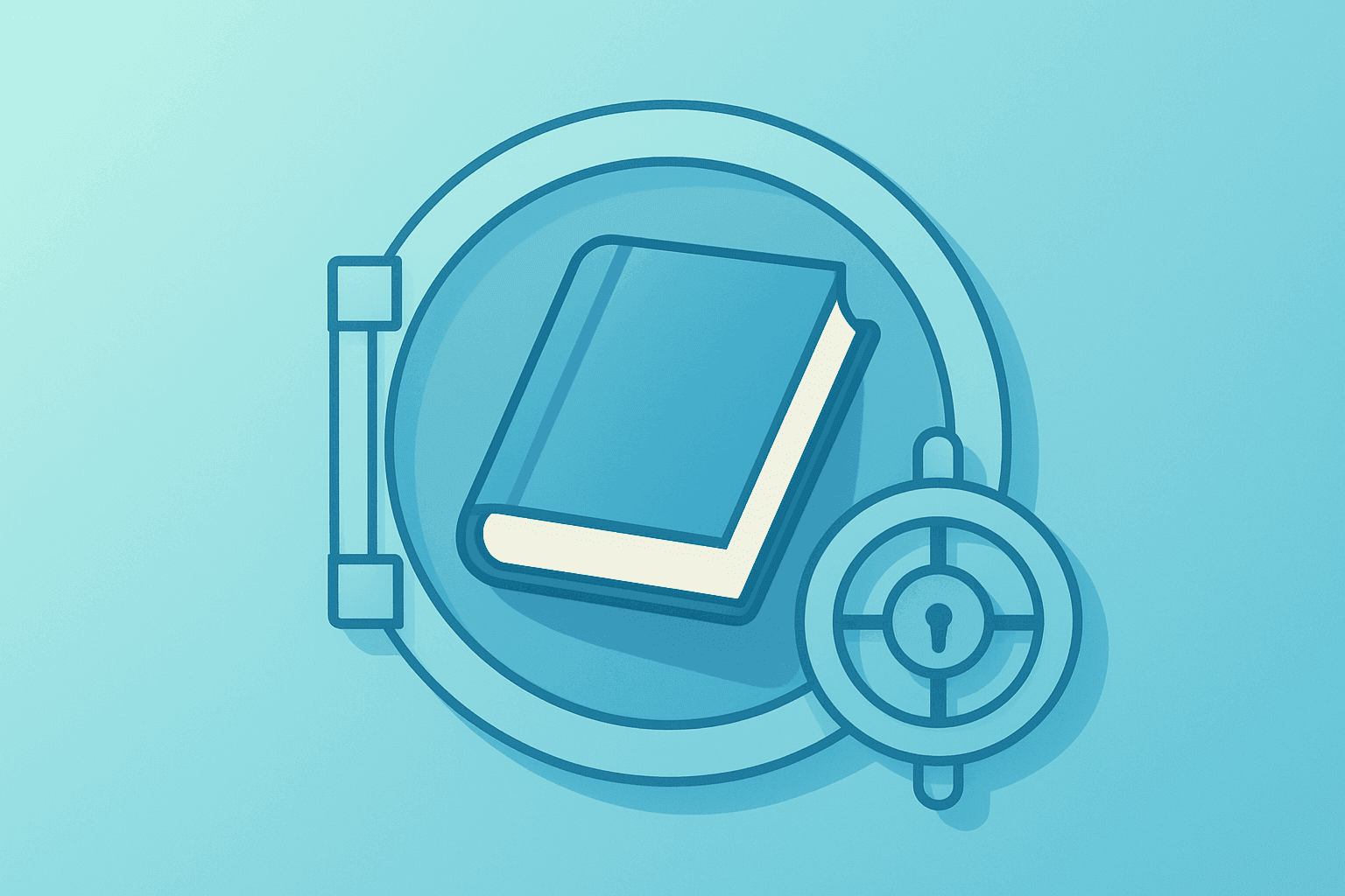 Flat vector server-vault merging with a sealed data module, symbolizing Anthropic settlement's cash and data duties.
