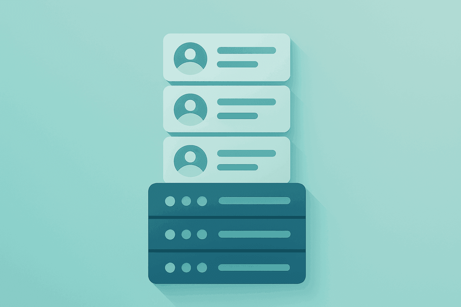 Flat-vector server stack expanding into client modules to symbolize Accenture earnings and record bookings.