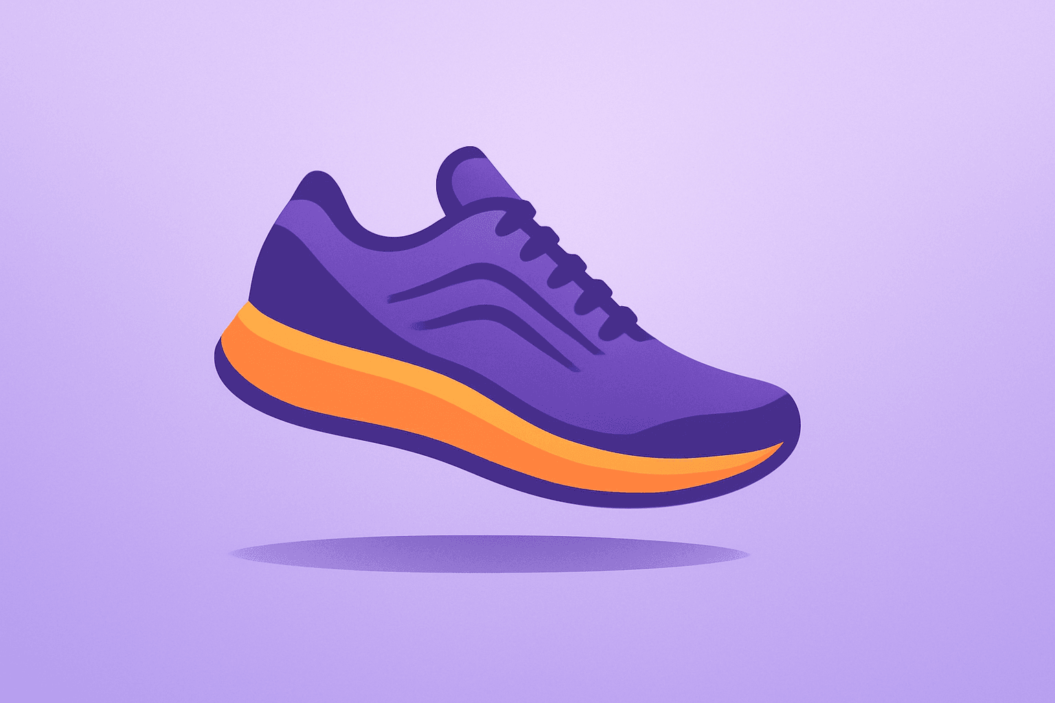 Centered flat-vector running shoe merging with an upward motion to convey guidance lift and On Holding earnings.