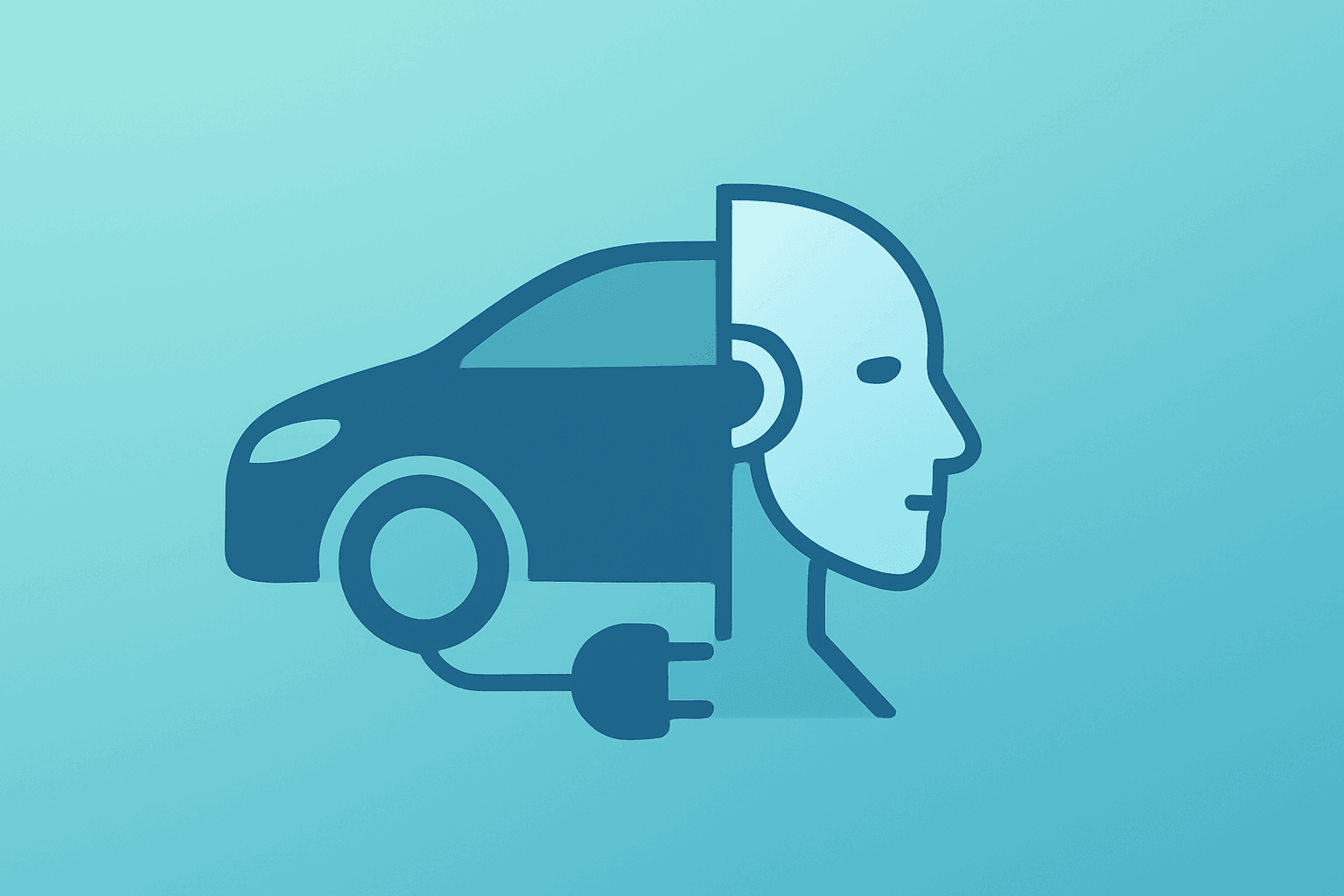 Flat vector of an EV silhouette merging with a humanoid robot to illustrate the J.P. Morgan Tesla upgrade and robotics pivot.