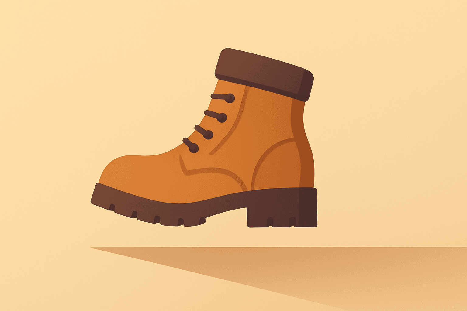 Flat filled vector of a work boot stepping onto stable ground to symbolize jobless claims easing and a steadier labor market.