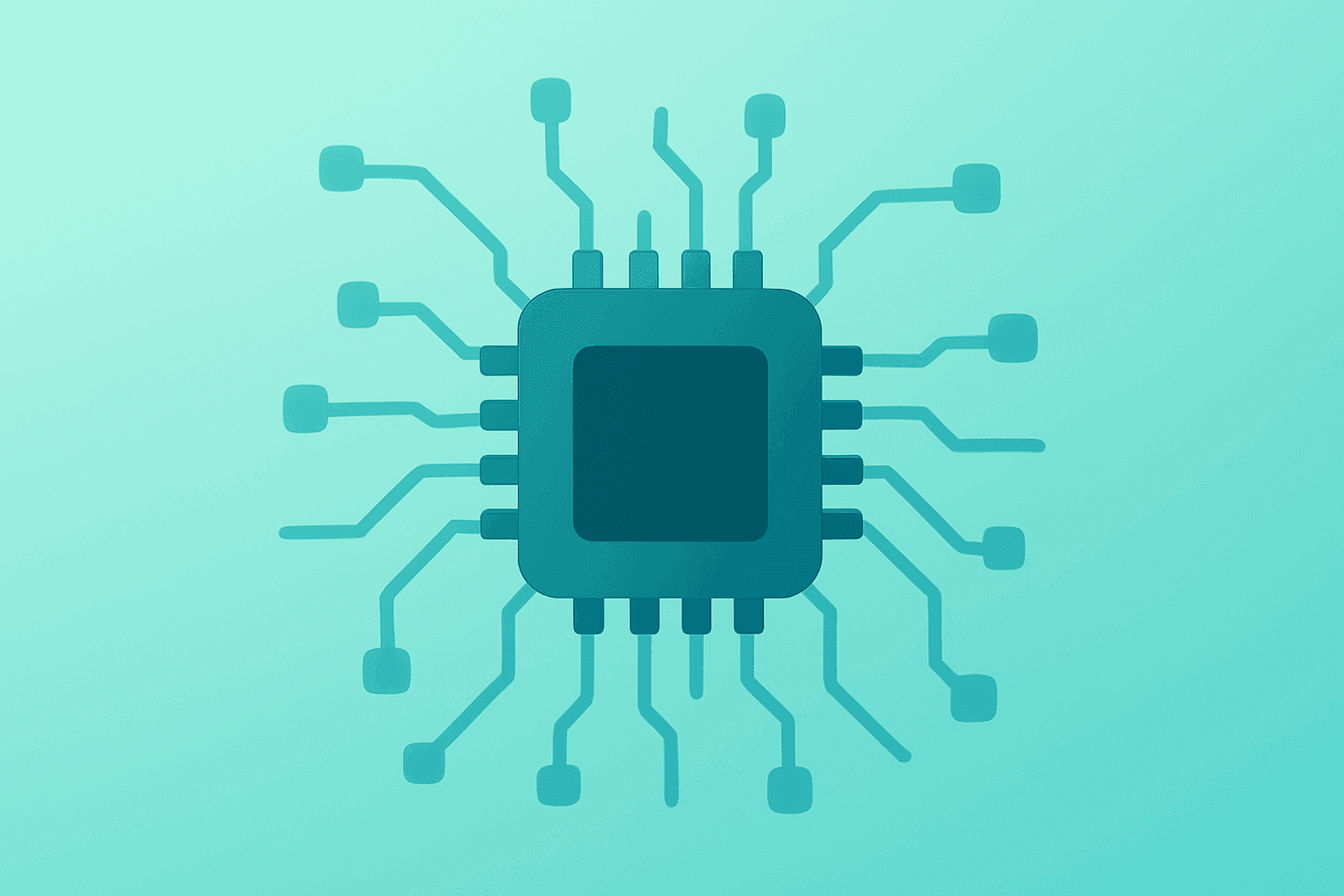 Flat vector of a memory chip campus symbolizing Micron Research Labs Boise R&D expansion with subtle shadow lift.