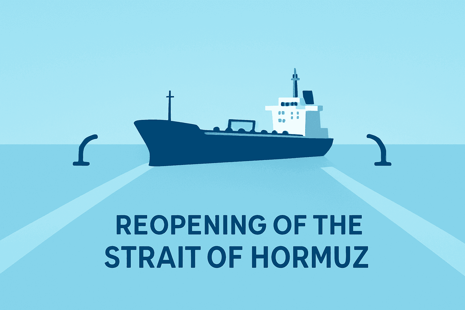 Flat vector of a single oil tanker hull with a reopened channel motif, minimalist gradient; Oil Prices Plunge