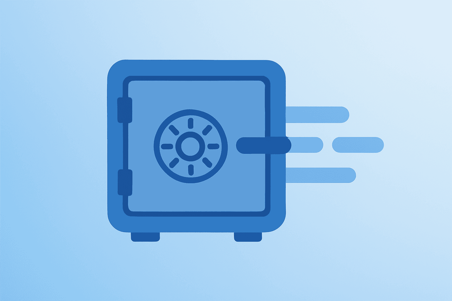 Centered flat-vector vault icon dimming to signal SoFi stock offering dilution and after-hours share drop.
