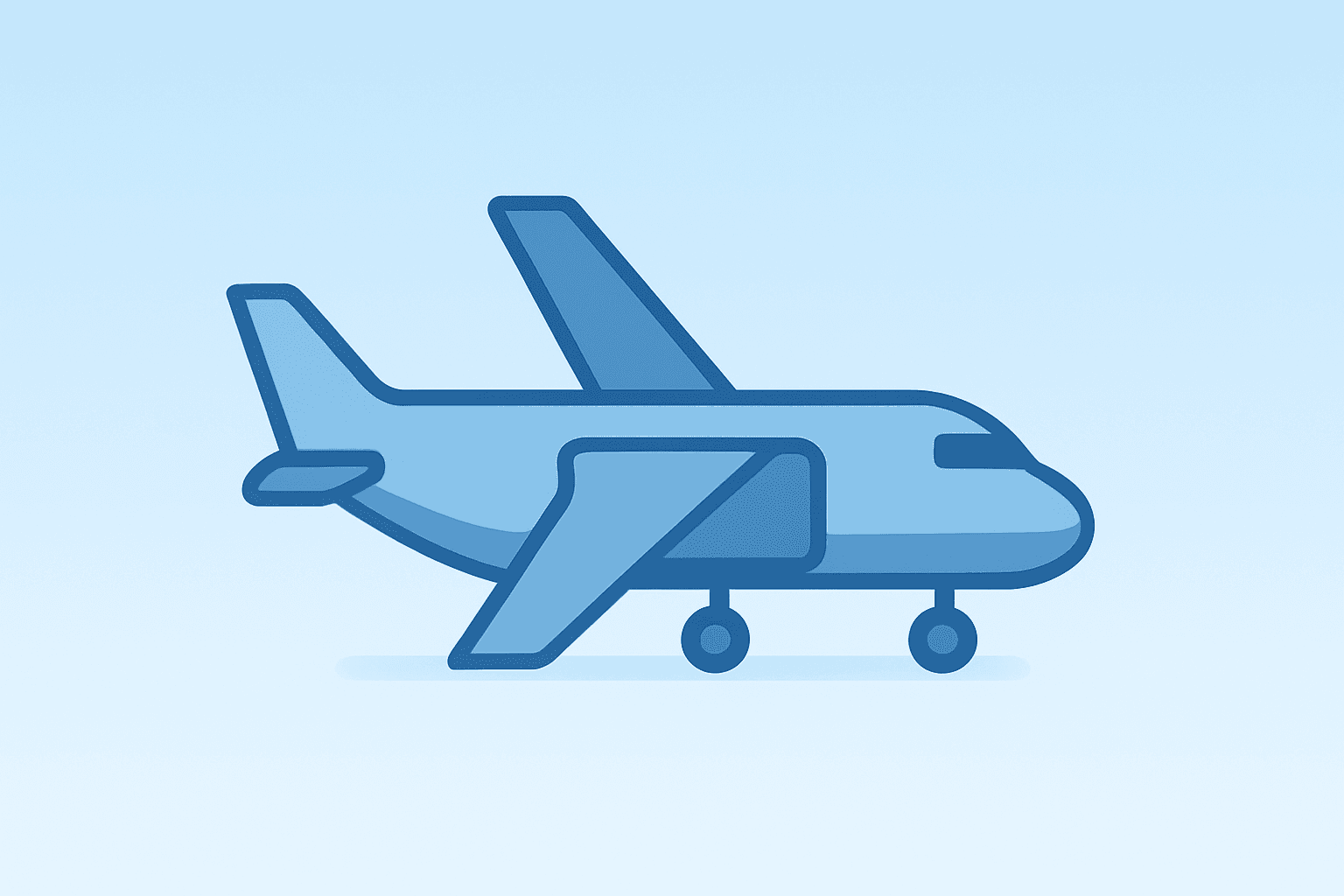 Flat-vector cargo plane with folded wings symbolizes FedEx earnings tension between DRIVE savings and the spin-off charge.