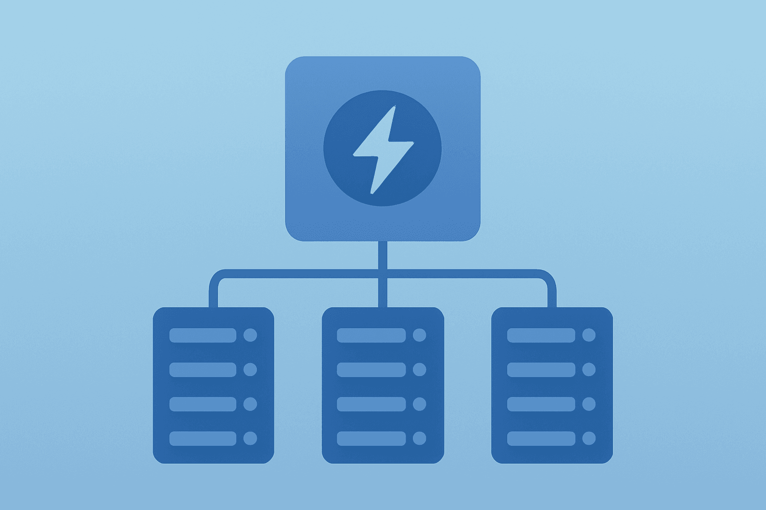 Flat filled vector of a transformer hub energizing server pods symbolizing the Nvidia Saudi data center, subtle shadow lift.