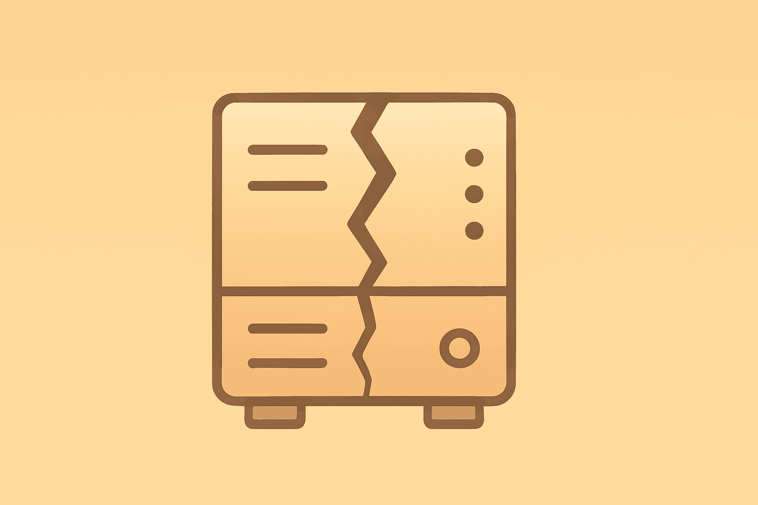 Flat vector of a server fused with a cracked circuit symbolizing Microsoft OpenAI trial funding and governance risk.