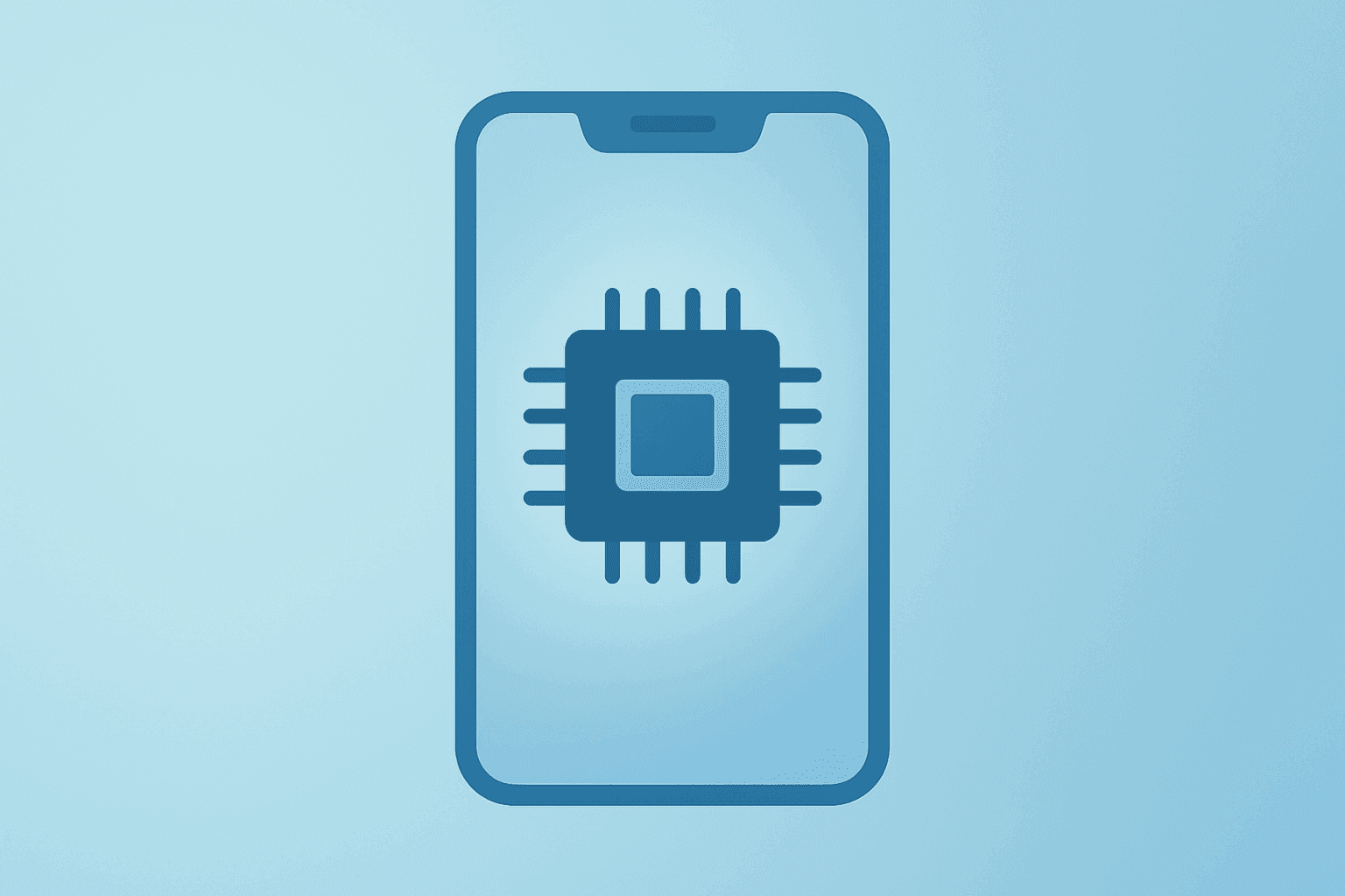 Flat vector of a dimmed chip symbolizing Qualcomm earnings outlook hit by Apple revenue decline and memory squeeze.