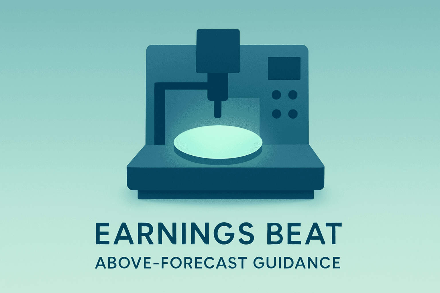 Flat vector of a semiconductor tool and wafer, symbolizing Lam Research earnings beat and guidance.