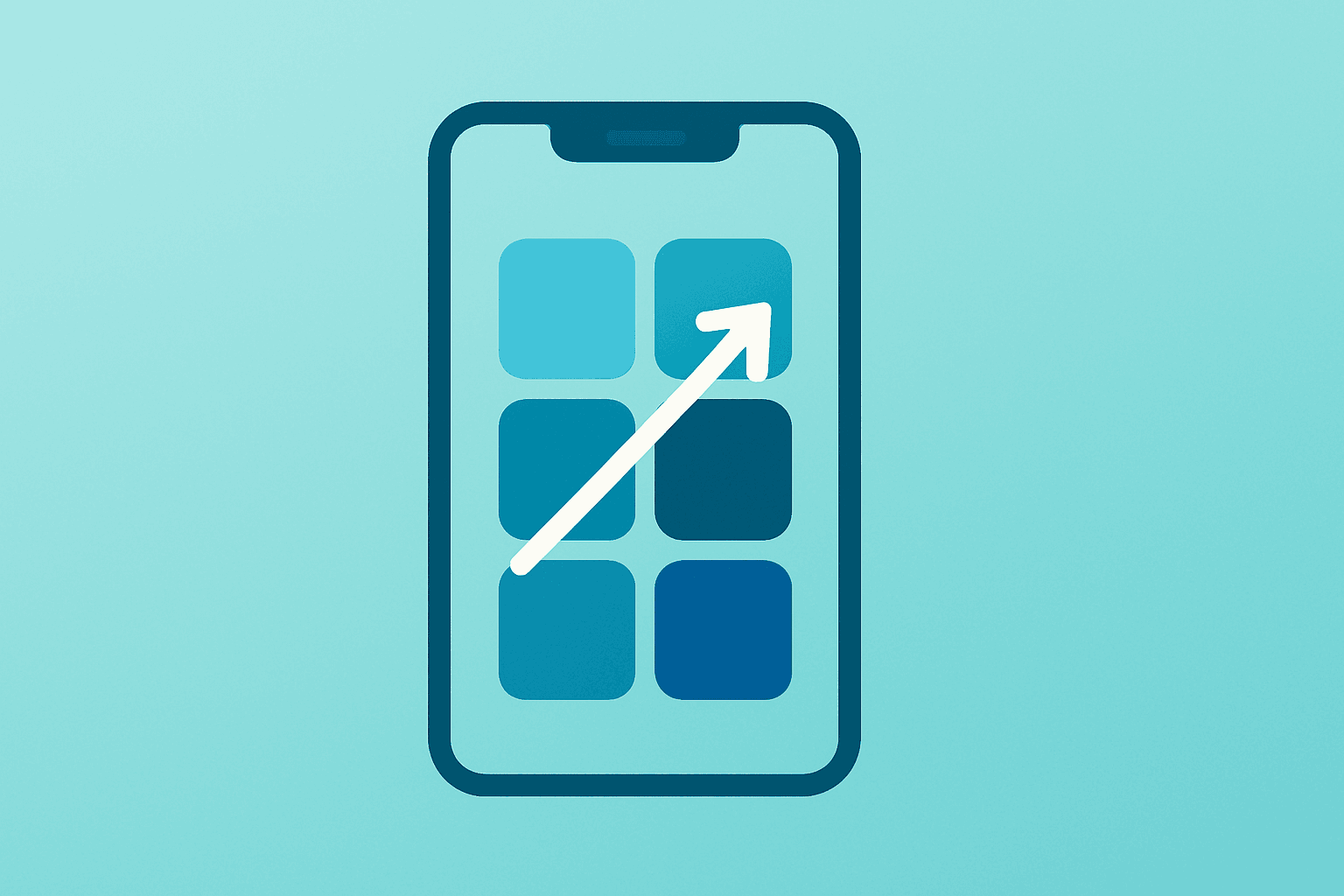 Centered flat-vector smartphone with expanding app tiles symbolizing Digital Turbine earnings beat and FY2027 guidance