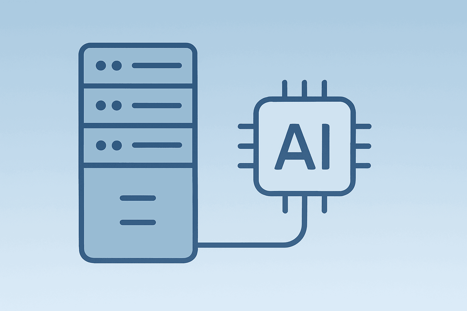 Flat vector server chip visualizing Data Center AI demand and momentum for Intel Q1 earnings and guidance.