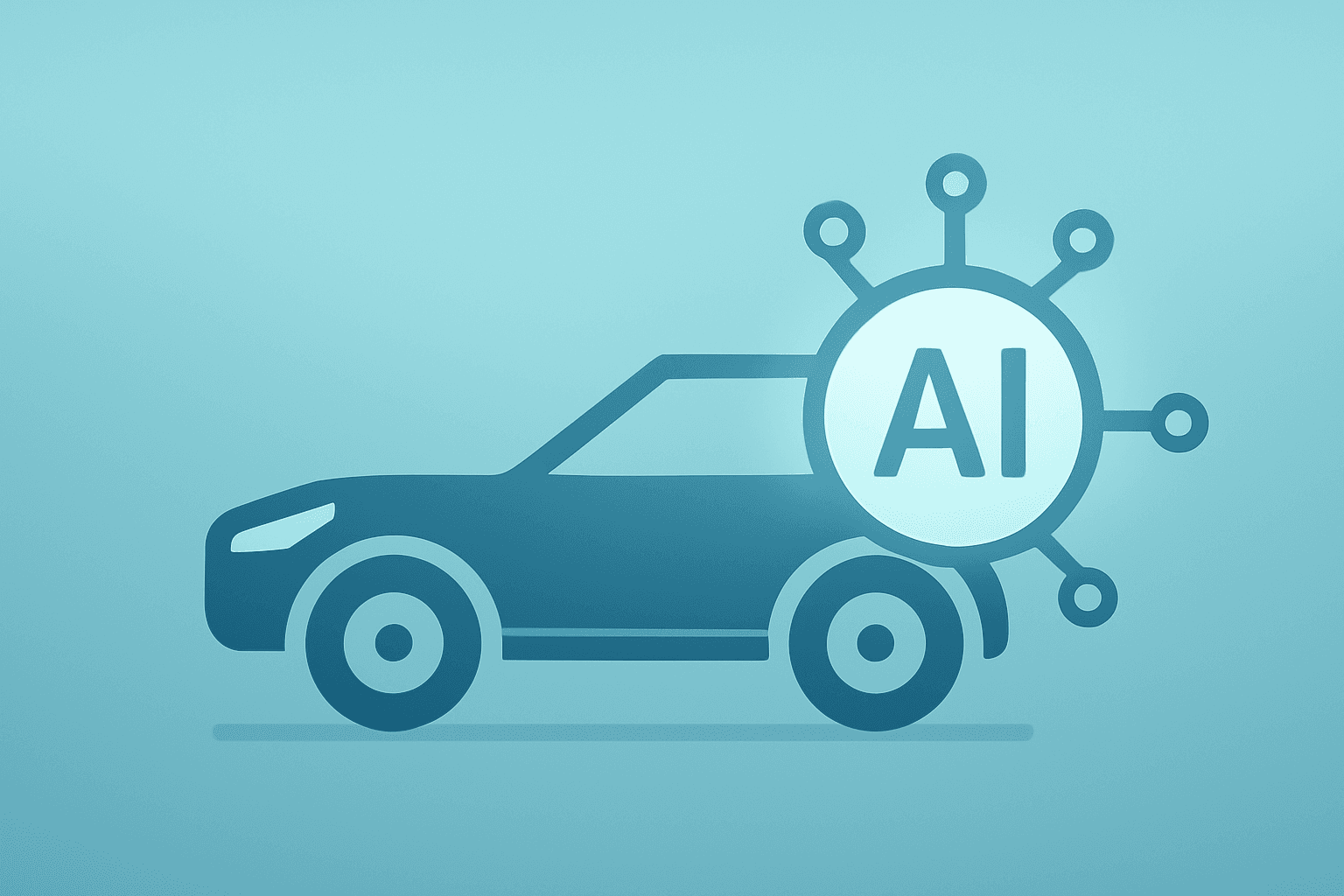 Flat vector car chassis merging with AI core, reflecting Tesla Q4 earnings' margin strength and delivery decline.