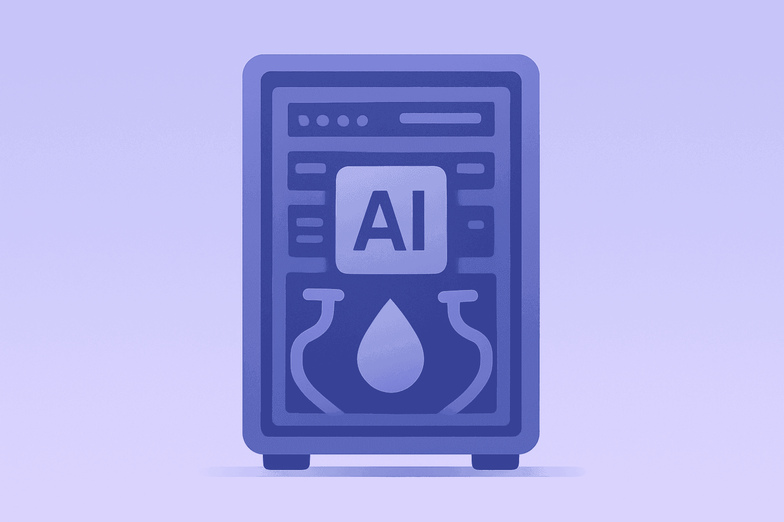 Flat vector of a liquid-cooled server rack repurposed for AI compute, symbolizing IREN earnings pivot.