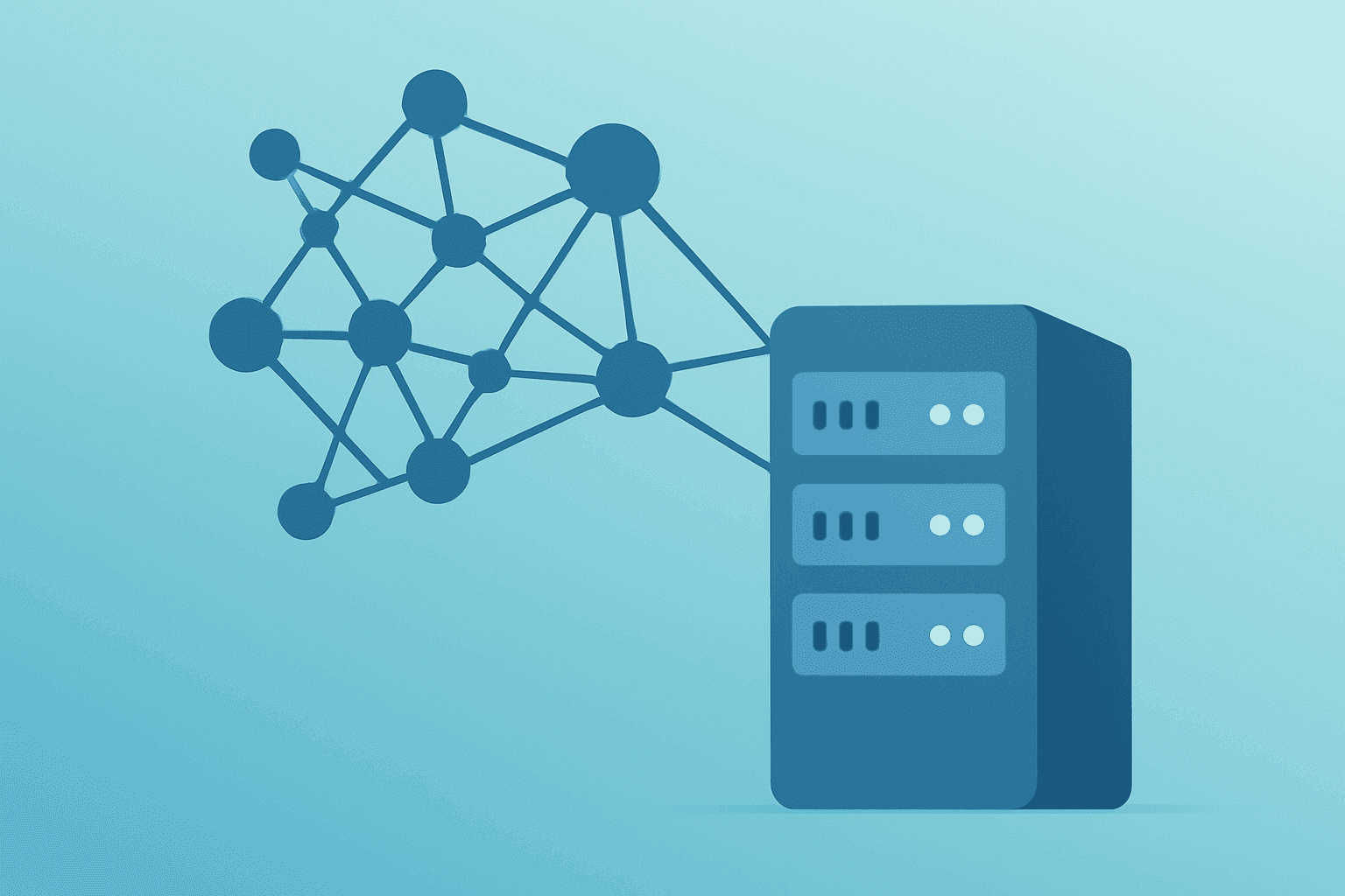 Flat vector server rack merging with an expanding neural lattice to symbolize Alibaba Qwen3.8-Max and cloud scaling.