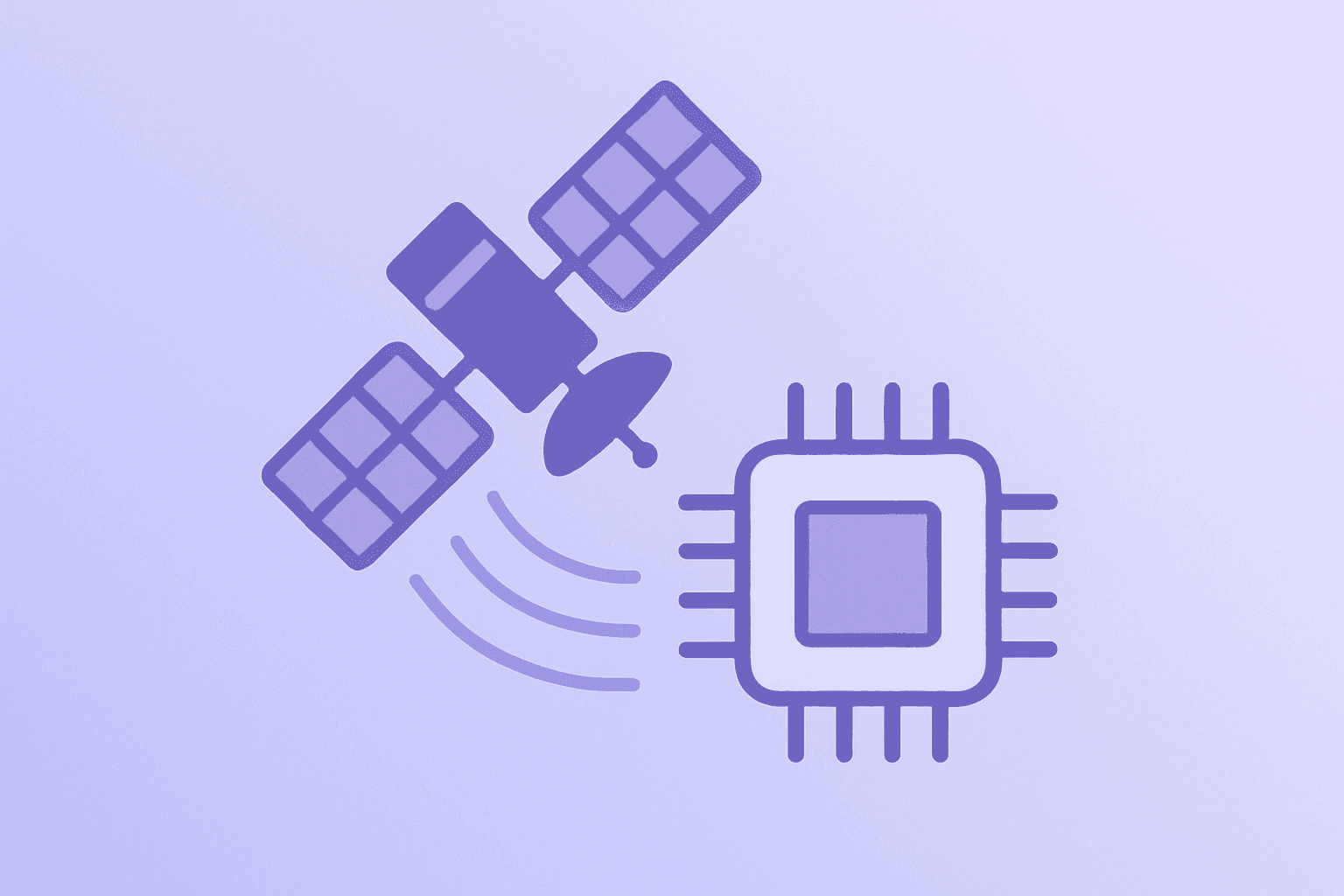 Flat vector server-satellite hybrid centered on a compute core symbolizing the SpaceX Cursor deal and Colossus access.
