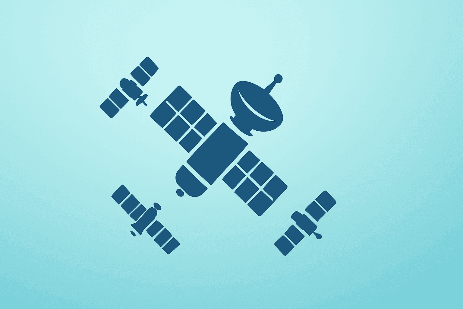 Flat vector satellite cluster with a constrained aperture evoking SpaceX IPO uncertainty and bank-backed deal expectations.