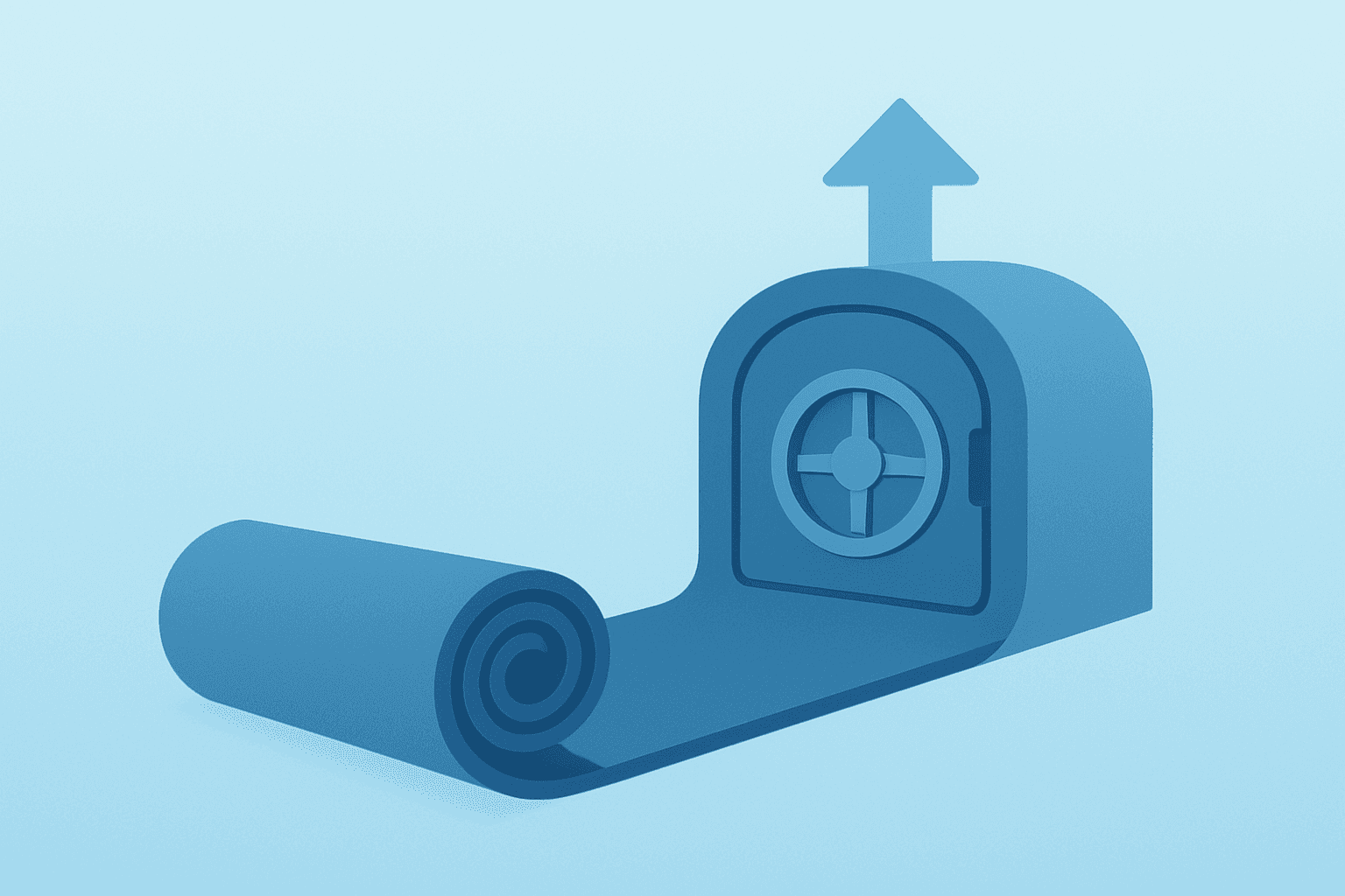 Flat vector of a yoga mat unfurling into a vault to represent Lululemon earnings, $1.0 billion buyback and CEO transition.