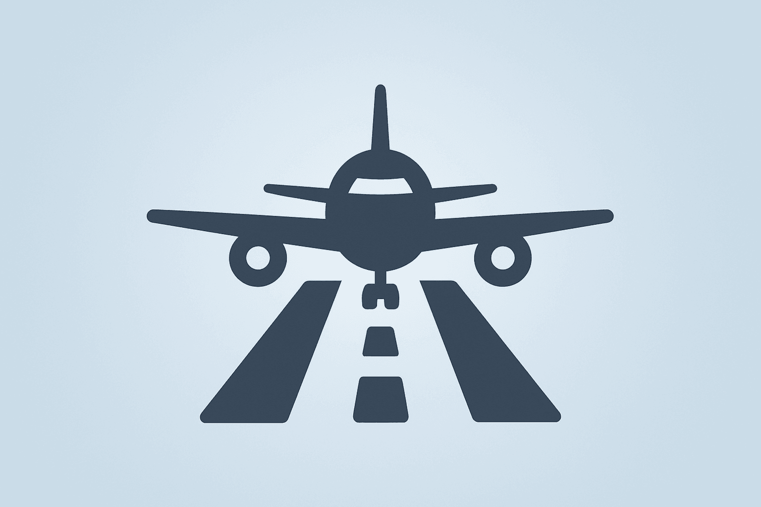 Flat-vector centered airplane and grounded runway icon representing Delta shutdown impact and FAA-mandated flight reductions.